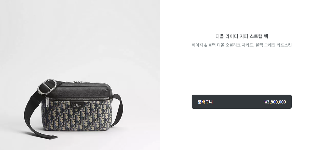 디올 라이더 지퍼 스트랩 백 베이지 & 블랙