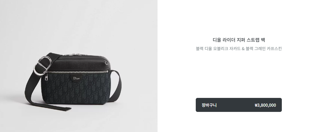 디올 라이더 지퍼 스트랩 백 블랙