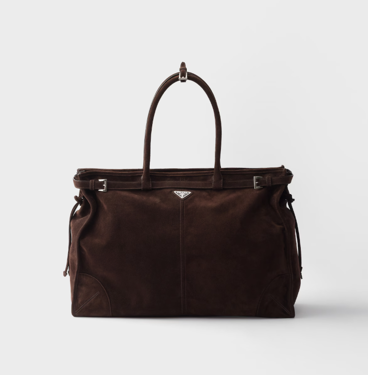 프라다 스웨이드 토트백 다크 브라운