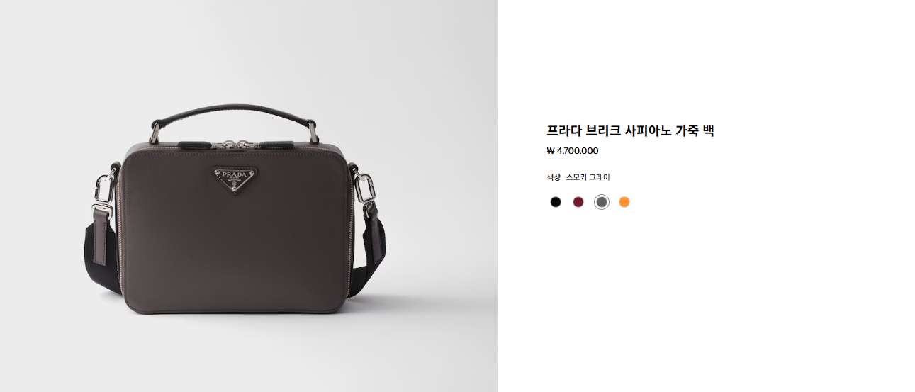 프라다 브리크 사피아노 가죽 백 스모키그레이