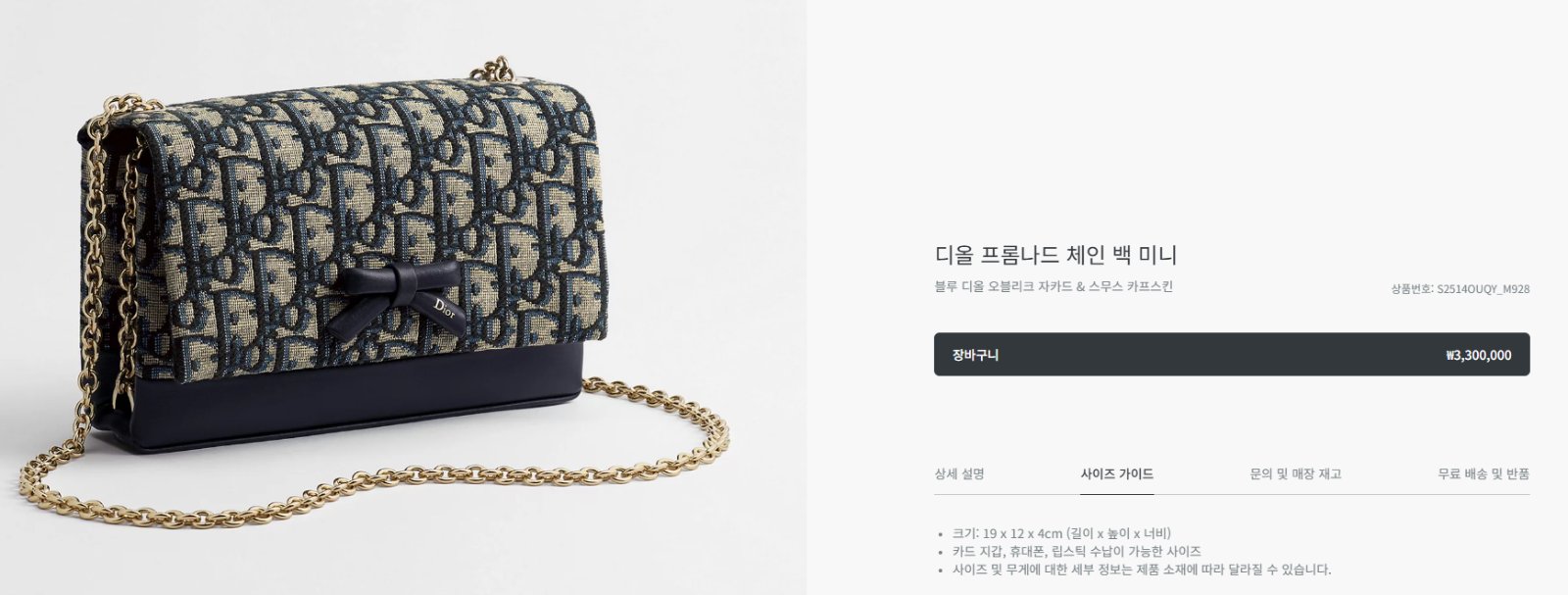 디올 프롬나드 체인 백 미니