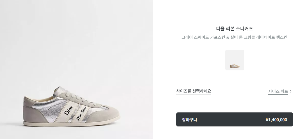 디올 리본 스니커즈 그레이
