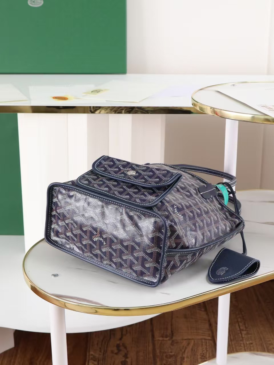 고야드 미니앙주 토트백 네이비블루