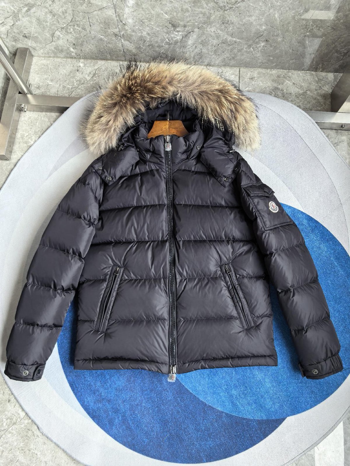 MONCLER Mayaf 후드 쇼트 다운 재킷 블랙