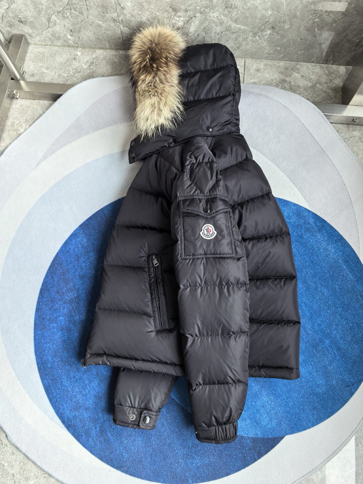 MONCLER Mayaf 후드 쇼트 다운 재킷 블랙
