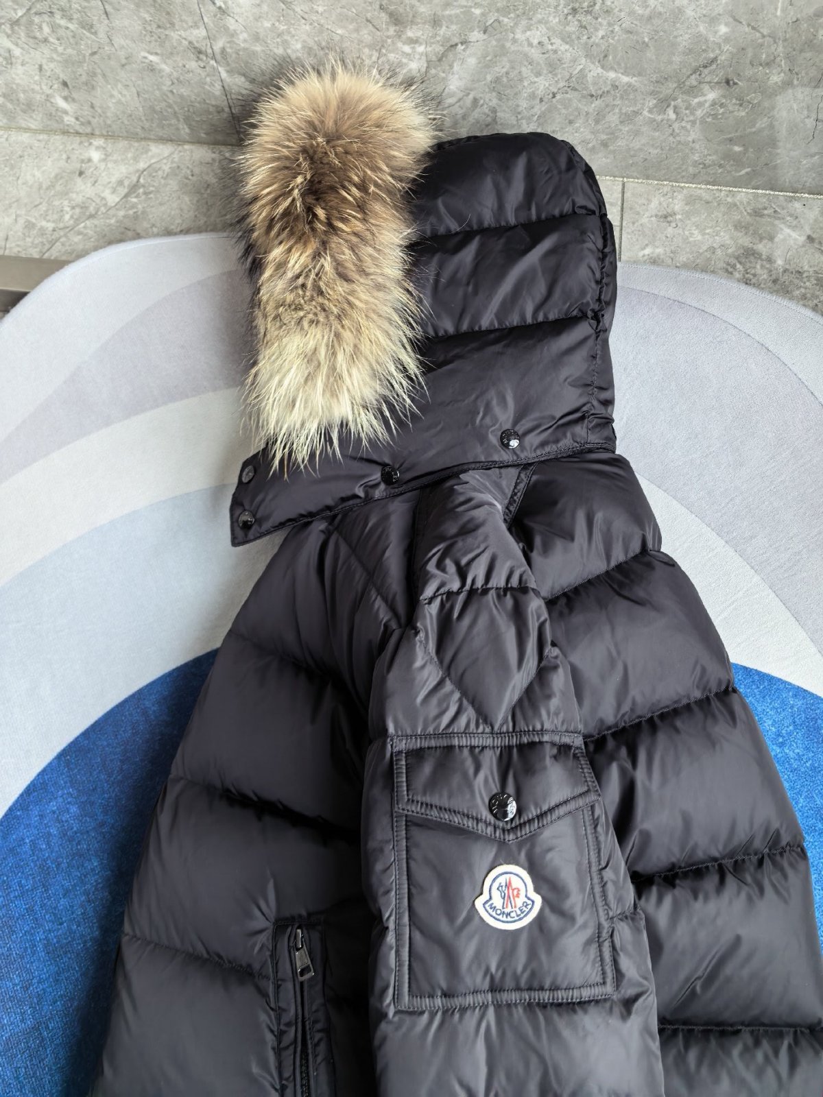 MONCLER Mayaf 후드 쇼트 다운 재킷 블랙