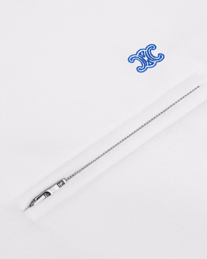 셀린느 지퍼 후디 코튼 플리스 화이트블루클랭