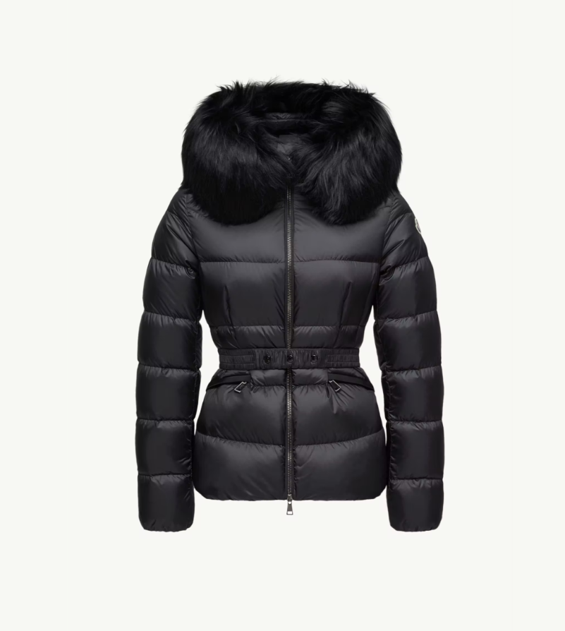MONCLER Boed 후드 시어링 트리밍 쇼트 다운 재킷