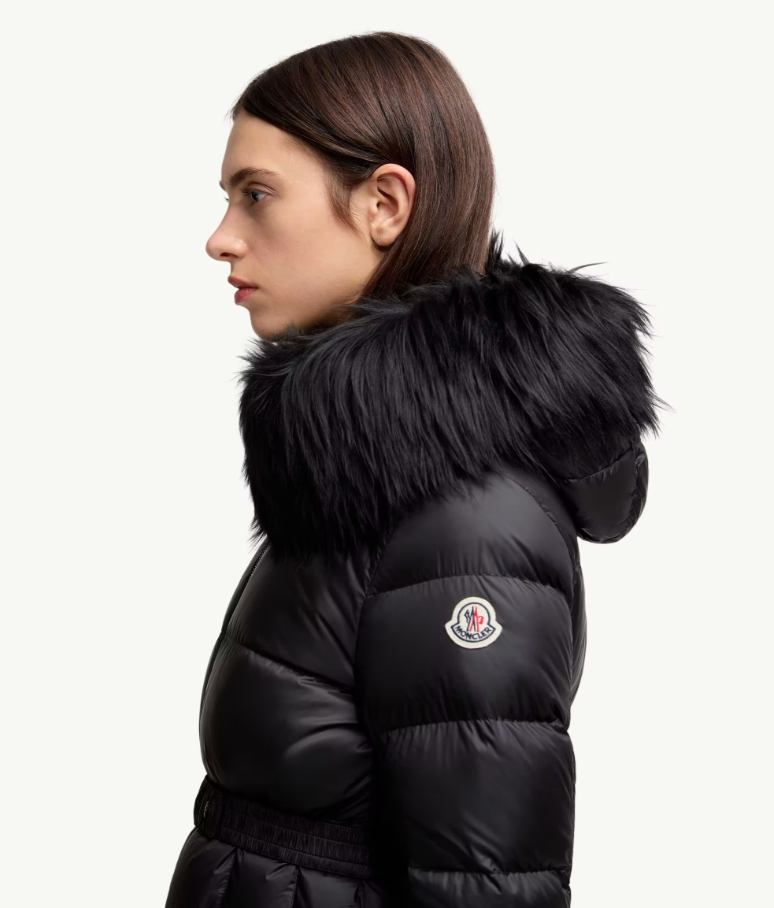 MONCLER Boed 후드 시어링 트리밍 쇼트 다운 재킷