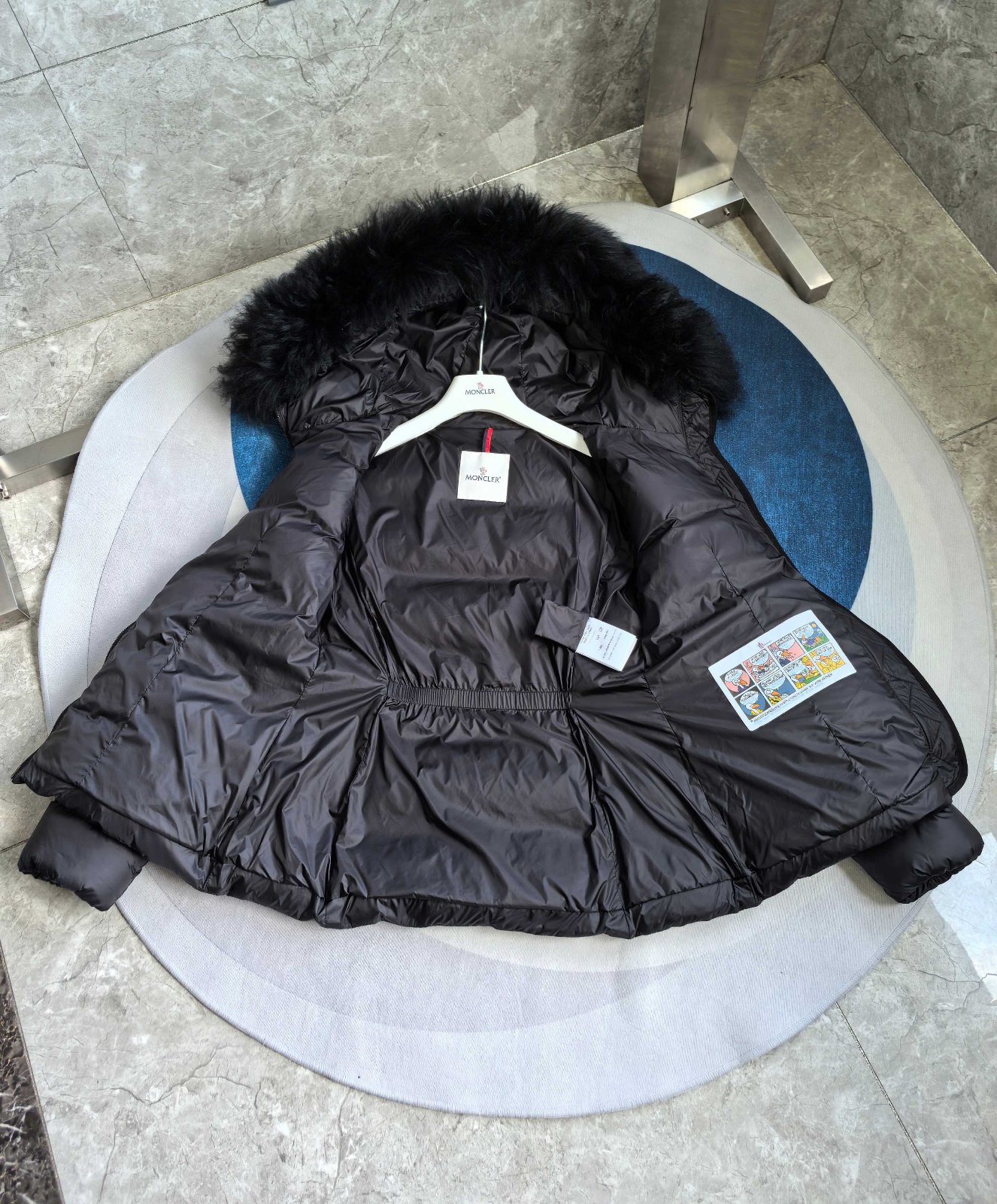 MONCLER Boed 후드 시어링 트리밍 쇼트 다운 재킷